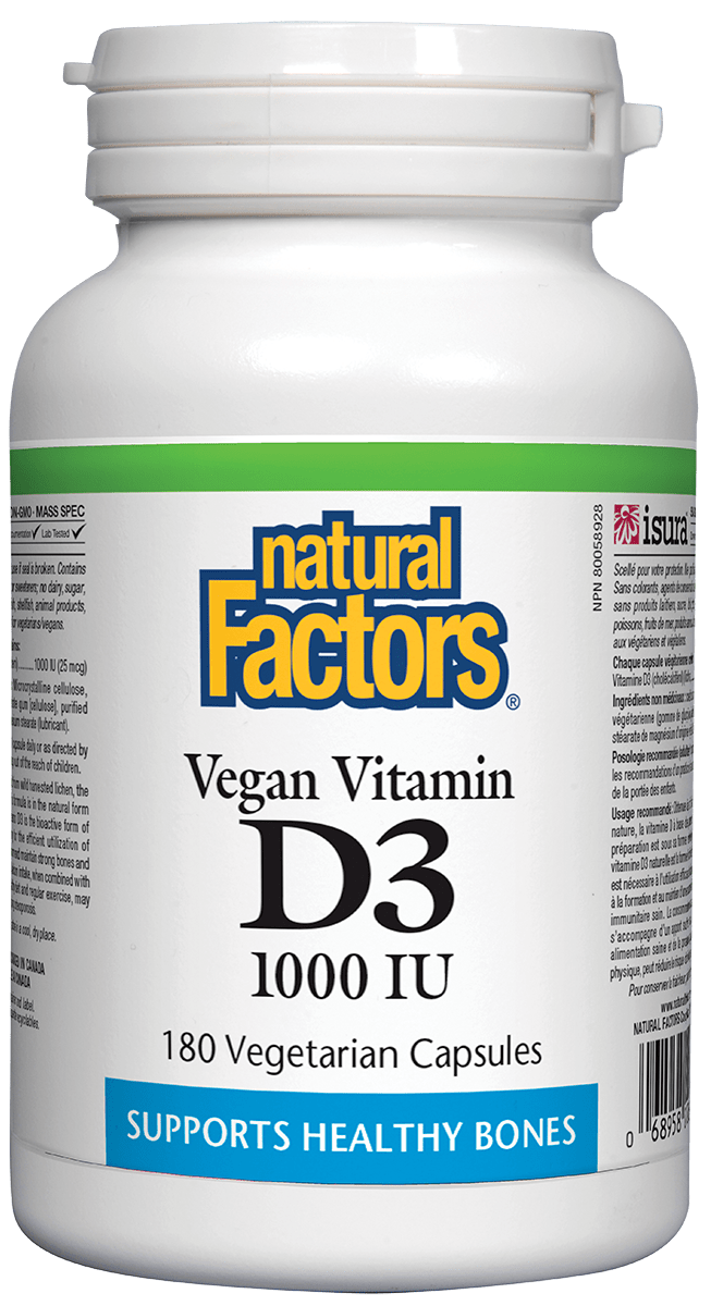 Natural Factors Vegan Vit D3 1000iu 180s