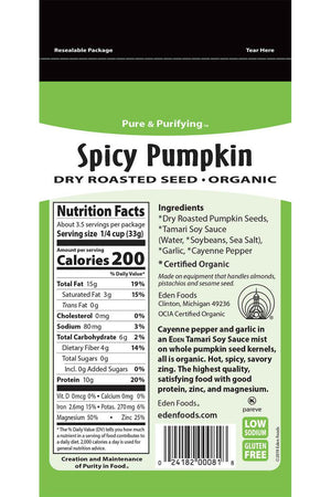 Eden Spicy Pumpkin Seeds, Organic 113g
