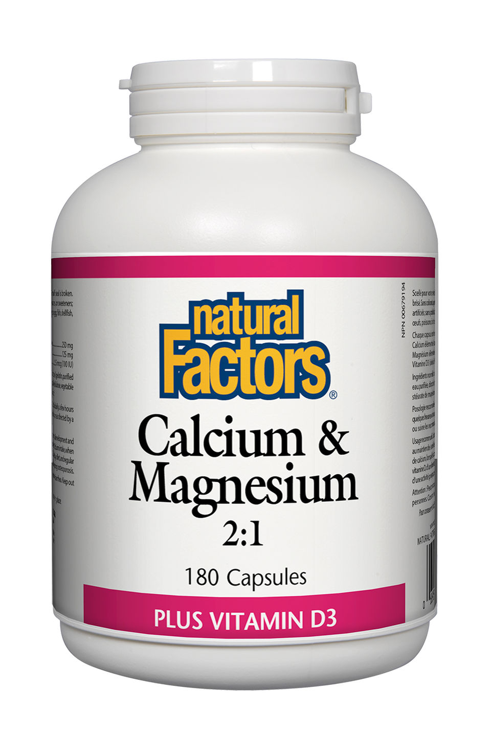 Natural Factors Calcium & Magnesium 2:1 Plus D3 180s