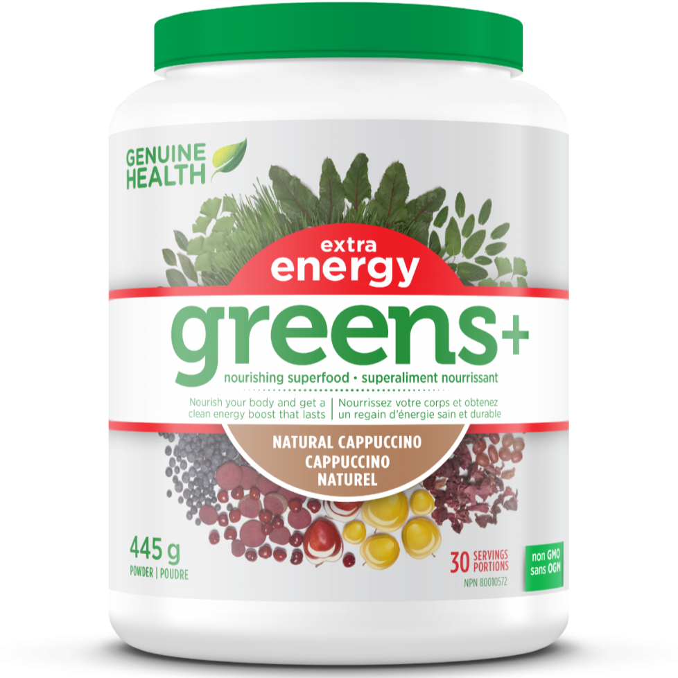 Genuine Health Greens+ Extra Energy - Natural Cappuccino 445g