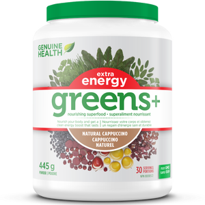 Genuine Health Greens+ Extra Energy - Natural Cappuccino Flavour 445g