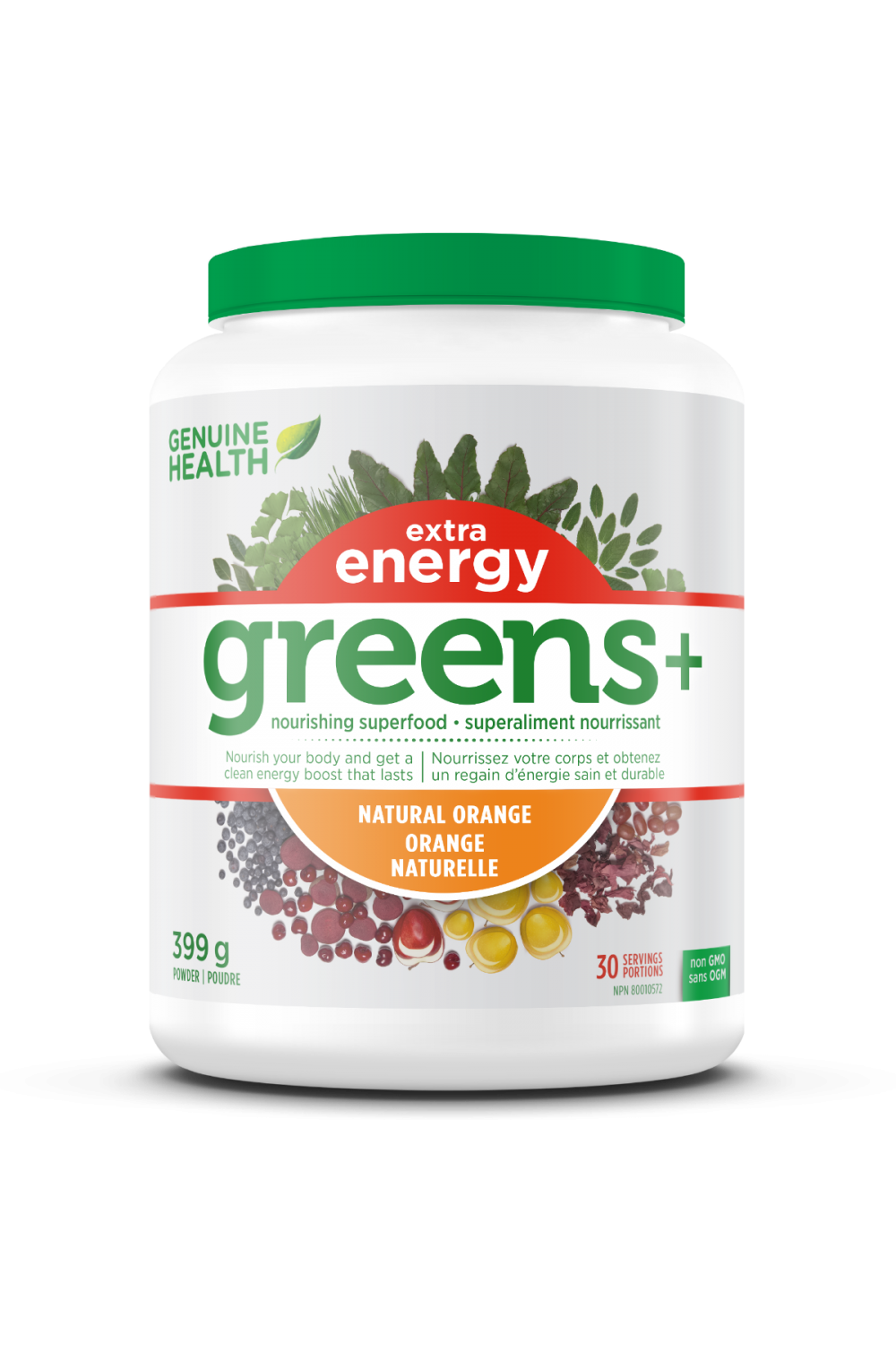 Genuine Health Greens+ Extra Energy - Natural Orange Flavour 399g