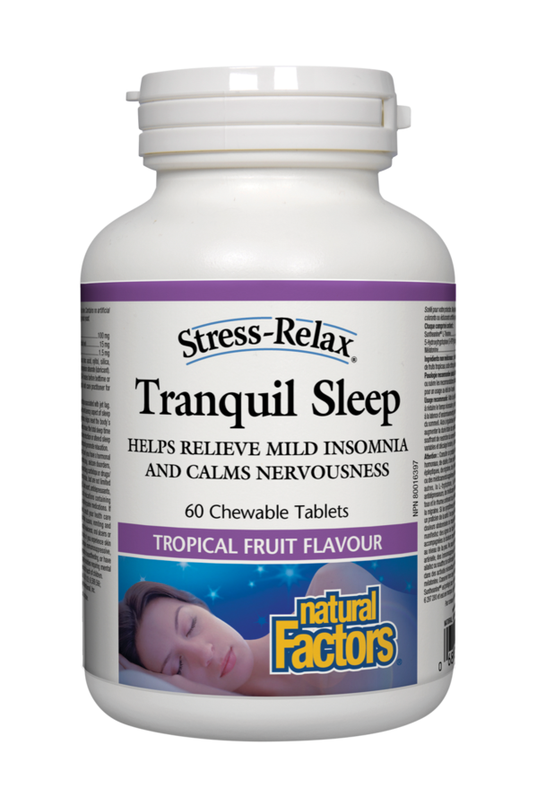 Natural Factors Stress-Relax Tranquil Sleep - Tropical Fruit Flavour 120s