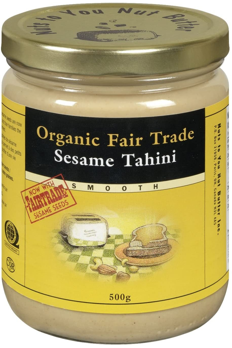 Nuts to You Nut Butter Organic Fair Trade Sesame Tahini - Smooth 500g