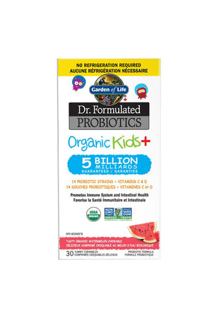 Garden of Life Dr. Formulated Probiotics Organic Kids+ 5 Billion CFU Shelf Stable Tasty Organic Watermelon 30s