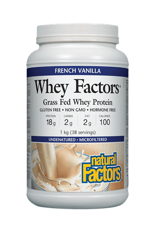 Natural Factors Whey Factors Grass-Fed Whey Protein French Vanilla 1kg -  Fiddleheads Health and Nutrition