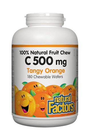 Natural Factors Vit C 500 mg 100% Natural Fruit Chew - Tangy Orange Flavour 90s