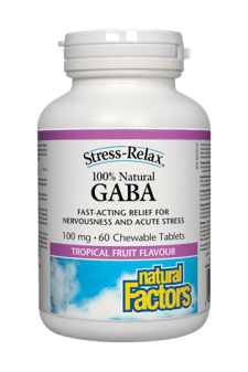 Natural Factors 100% Natural GABA 100 mg - Tropical Fruit Flavour 60s
