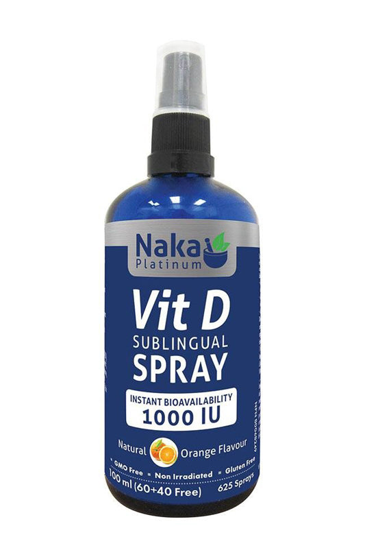Naka Platinum Pro Vitamin D Sublingual Spray 100ml  Bonus Size (60 + 40 Free) - Orange Flavour