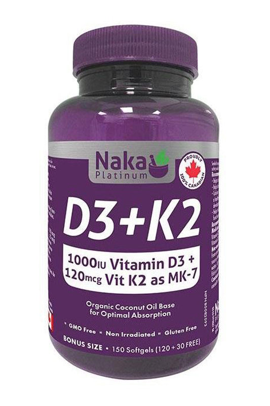 Naka Platinum Vitamin D3+K2 150s Bonus Size (120 + 30 Free)