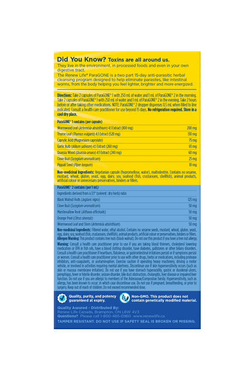 Renew Life® ParaGONE®, 15 Day Anti-Parasite Cleansing Program
