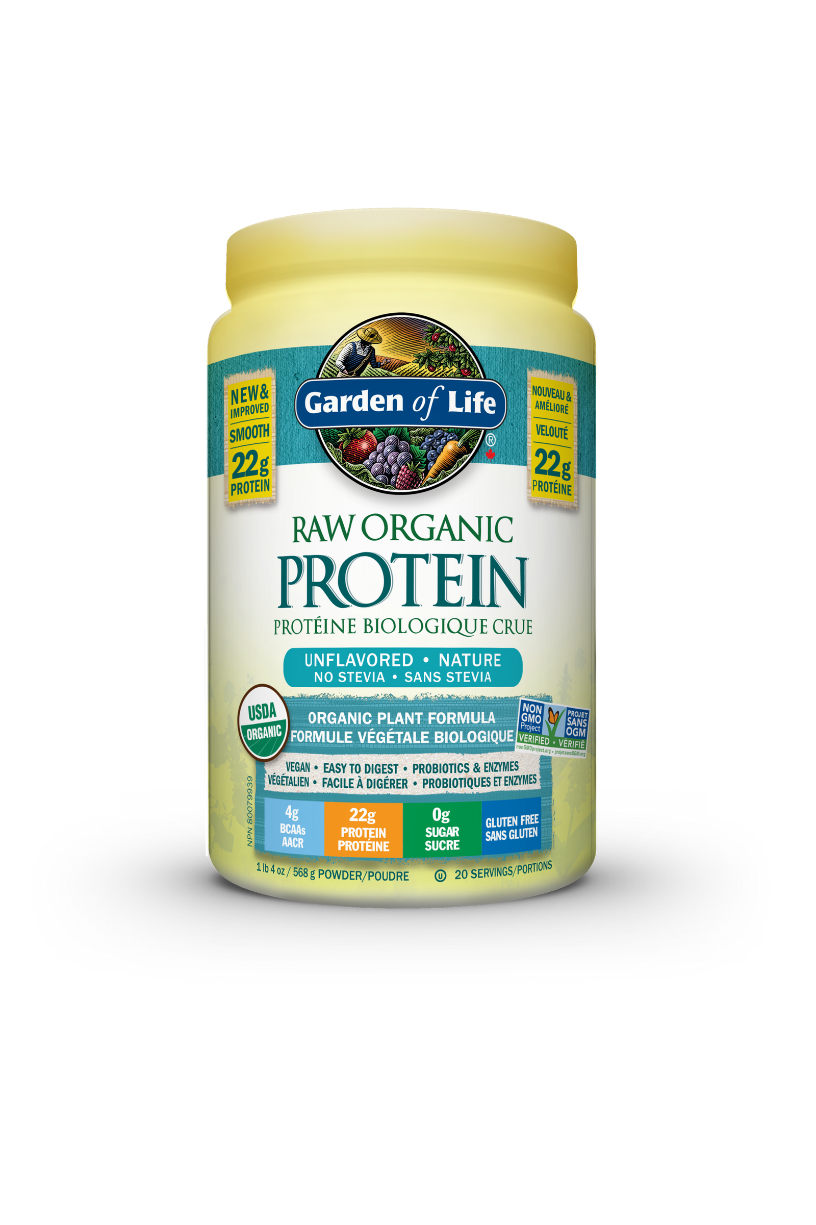 Garden of Life Raw Organic Protein Powder - Unflavoured (No Stevia) 568g