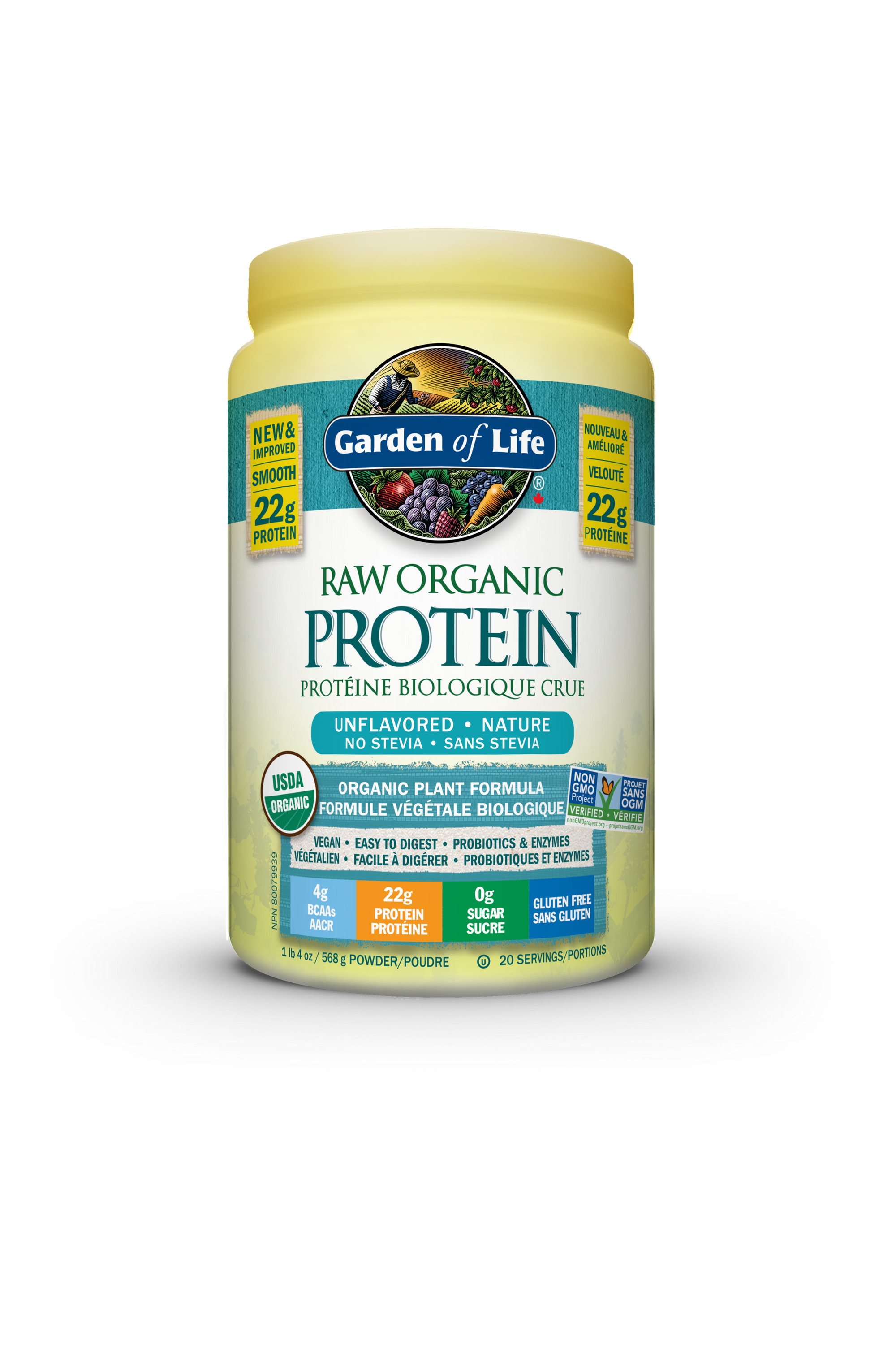 Garden of Life Raw Organic Protein Powder - Unflavoured (No Stevia) 568g