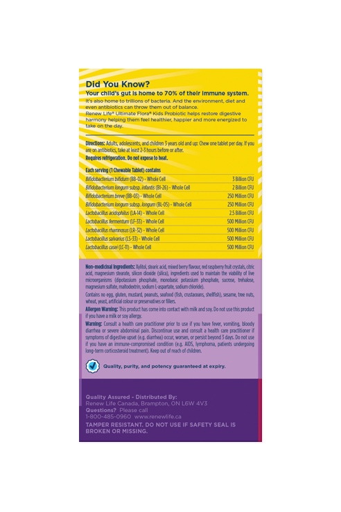 Renew Life® Ultimate Flora® Kids Probiotic, 10 Billion Active Cultures 30s