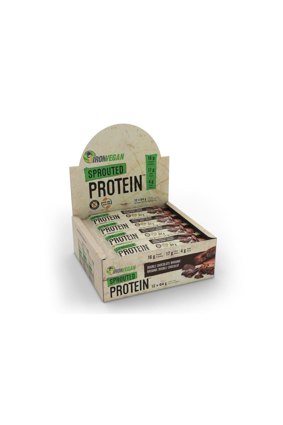 Iron Vegan Double Chocolate Brownie Sprouted Protein Bar 64g
