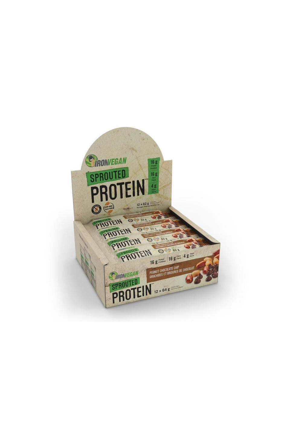 Iron Vegan Peanut Chocolate Chip Sprouted Protein Bar 64g