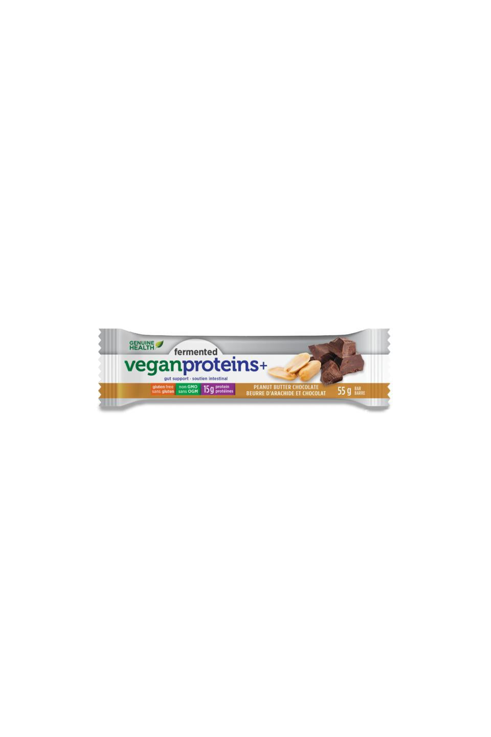 Genuine Health Fermented Vegan Proteins+ Bar - Peanut Butter Chocolate 55g