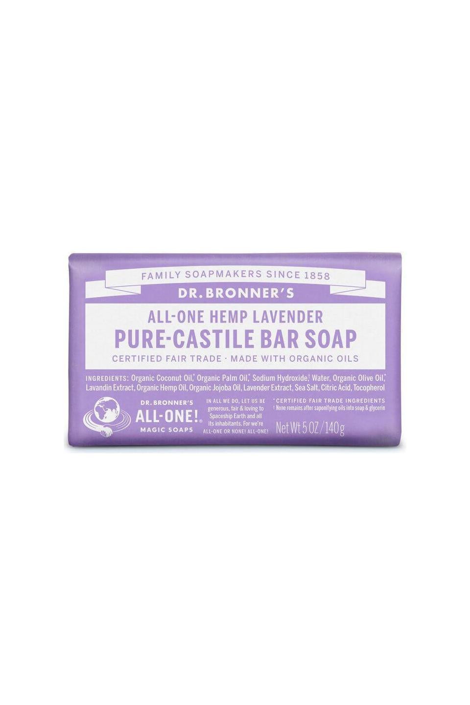 Dr Bronner's Bar Soap Lavender 140g