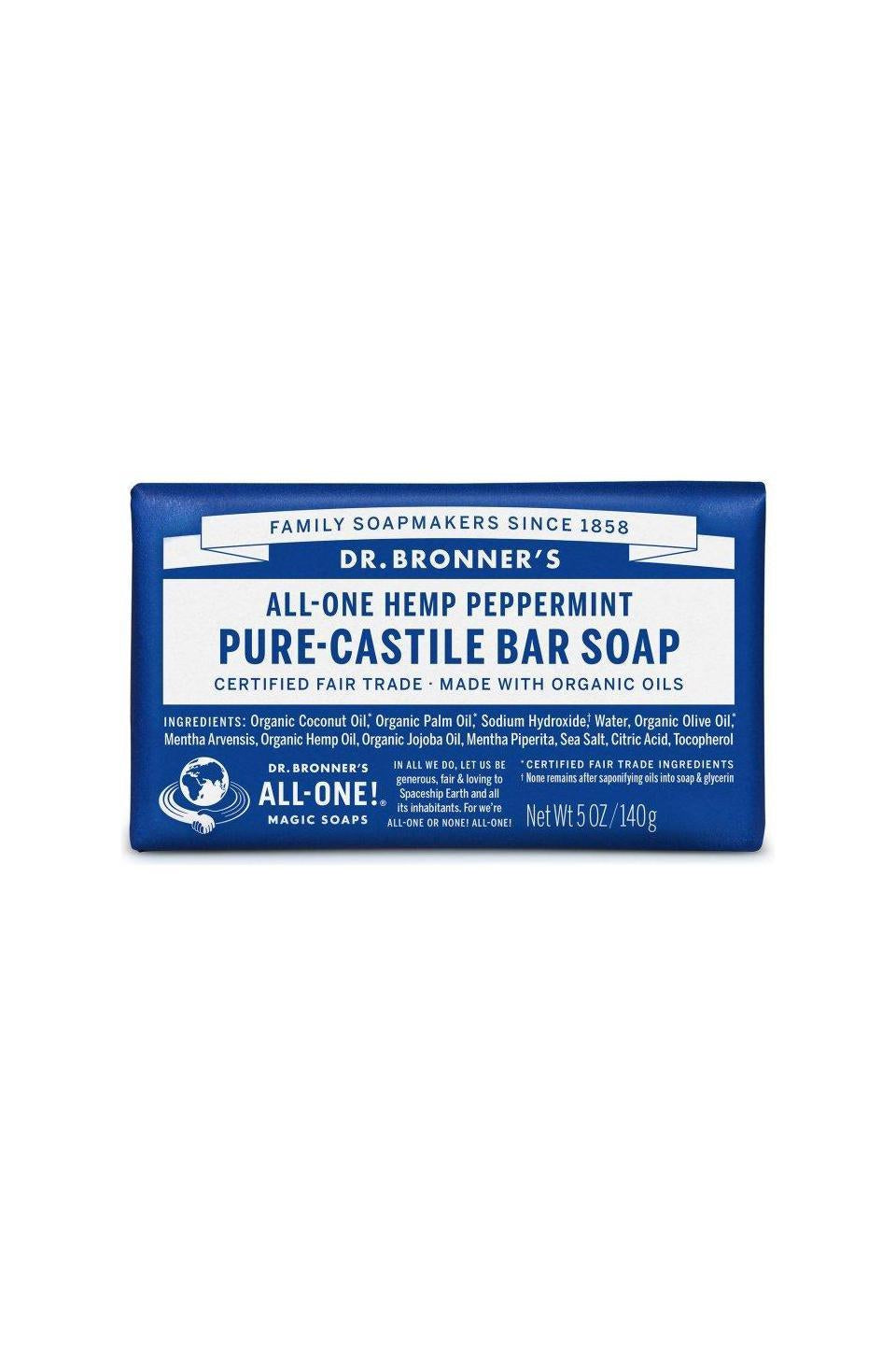 Dr Bronner's Bar Soap Peppermint 140g
