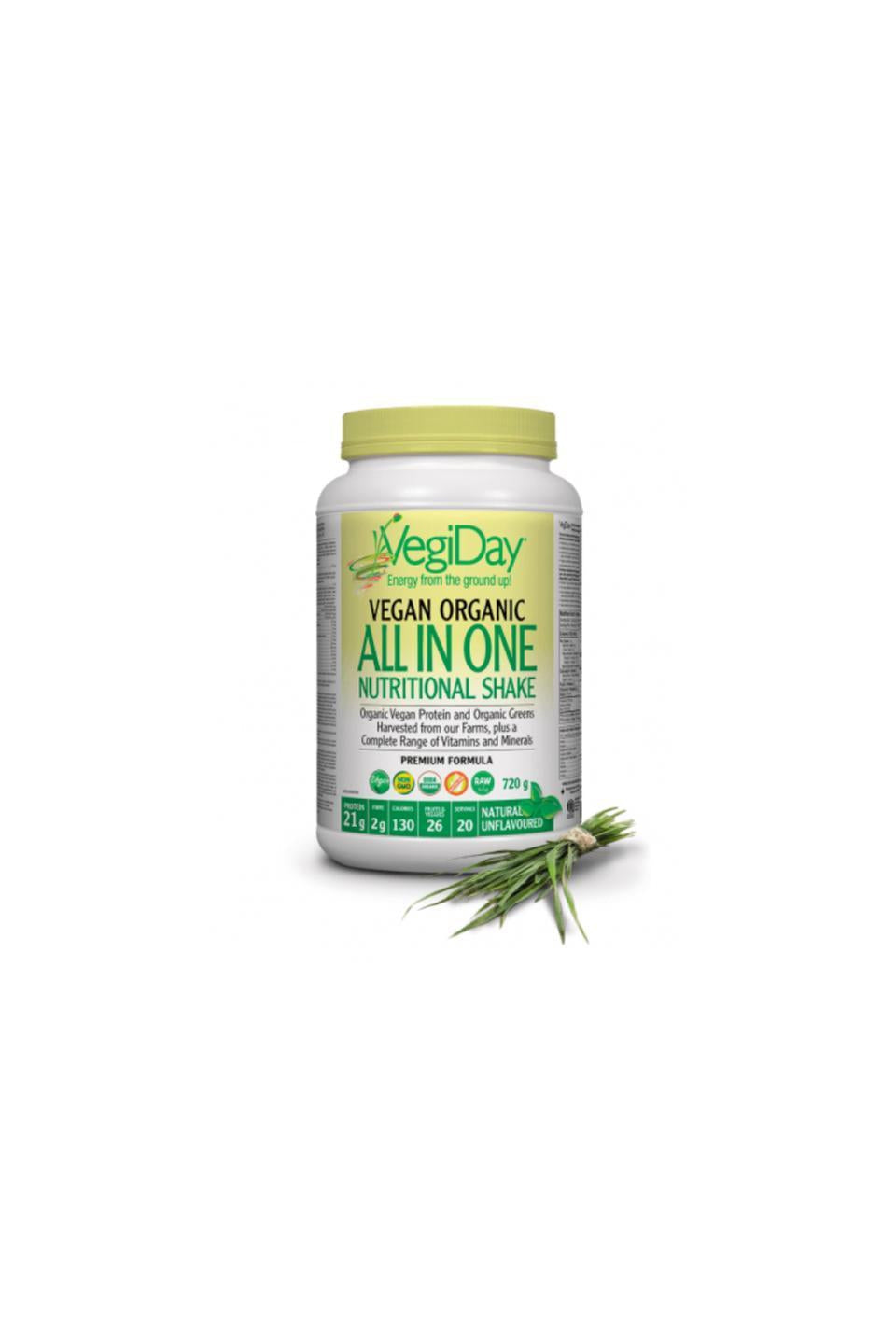 VegiDay Vegan Organic All in One Nutritional Shake - Nutritional Unflavoured 900g
