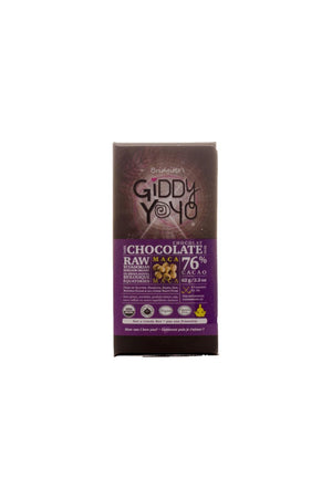 Giddy Yo Maca 76% Dark Chocolate Bar Certified Organic 62g