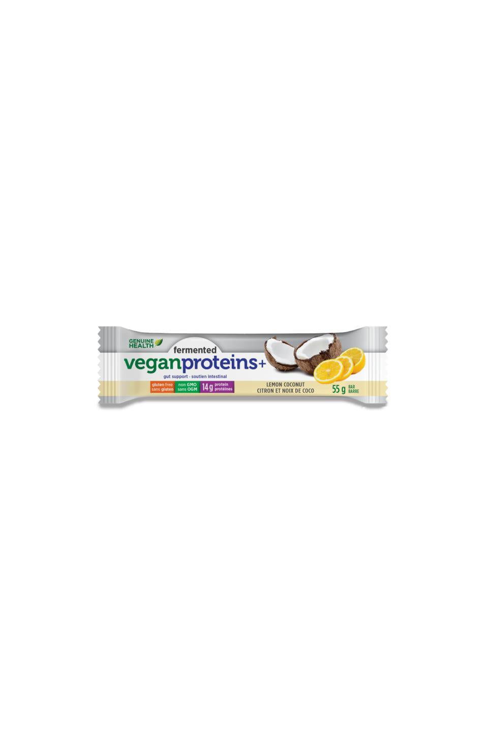 Genuine Health Fermented Vegan Proteins+ Bar - Lemon Coconut Flavour 55g