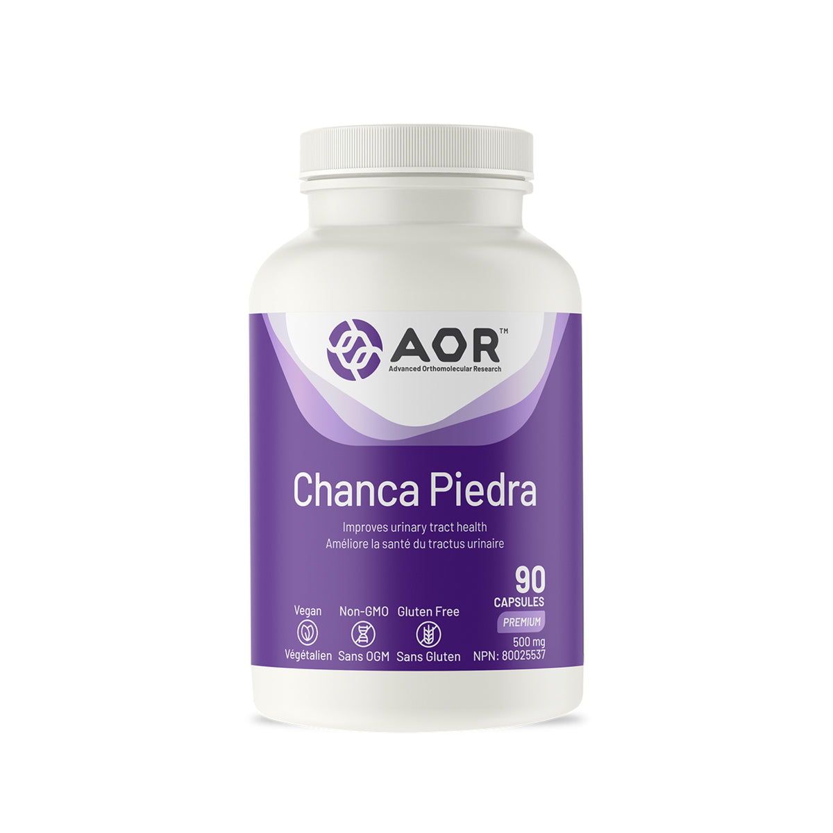 AOR Chanca Piedra 90 capsules, 500mg - a supplement that Improves urinary tract health - Vegan, Non-GMO and Gluten free.