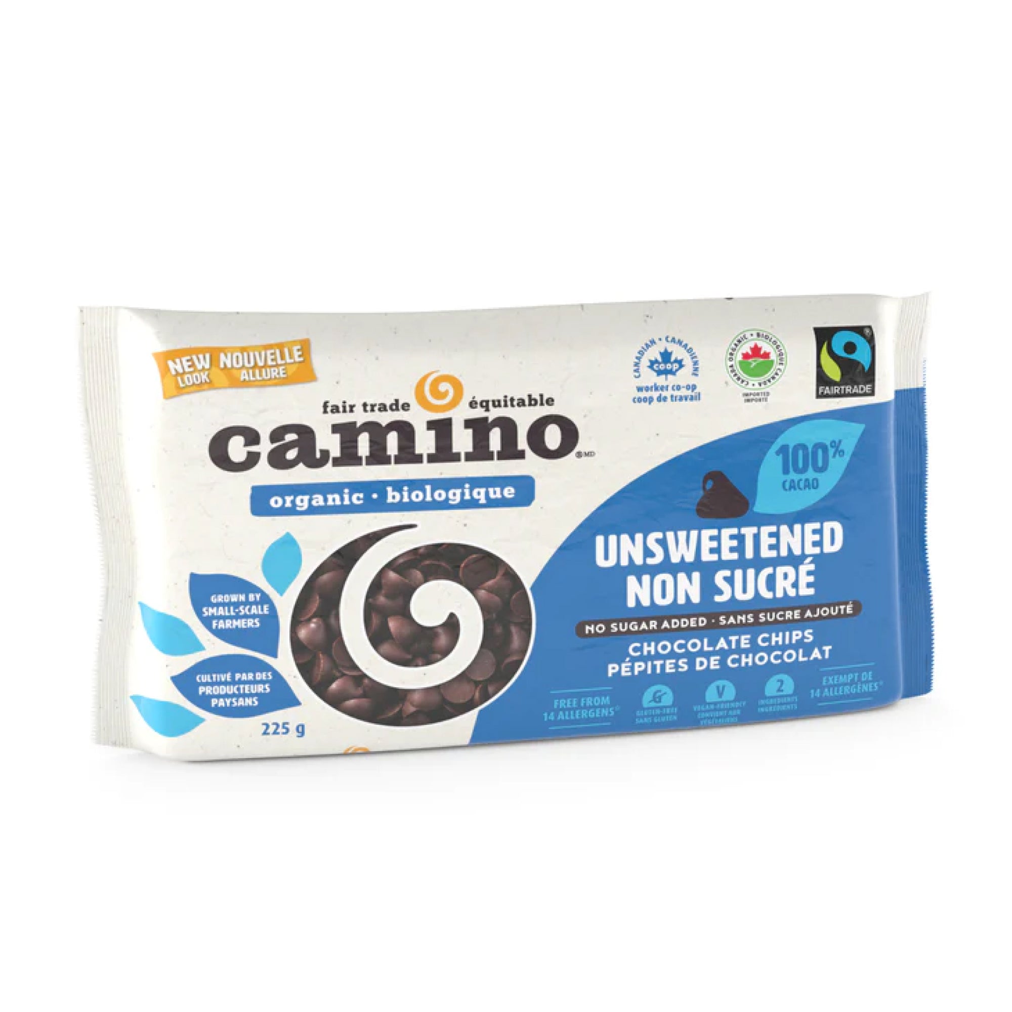 Camino Organic Unsweetened Chocolate Chips 225g