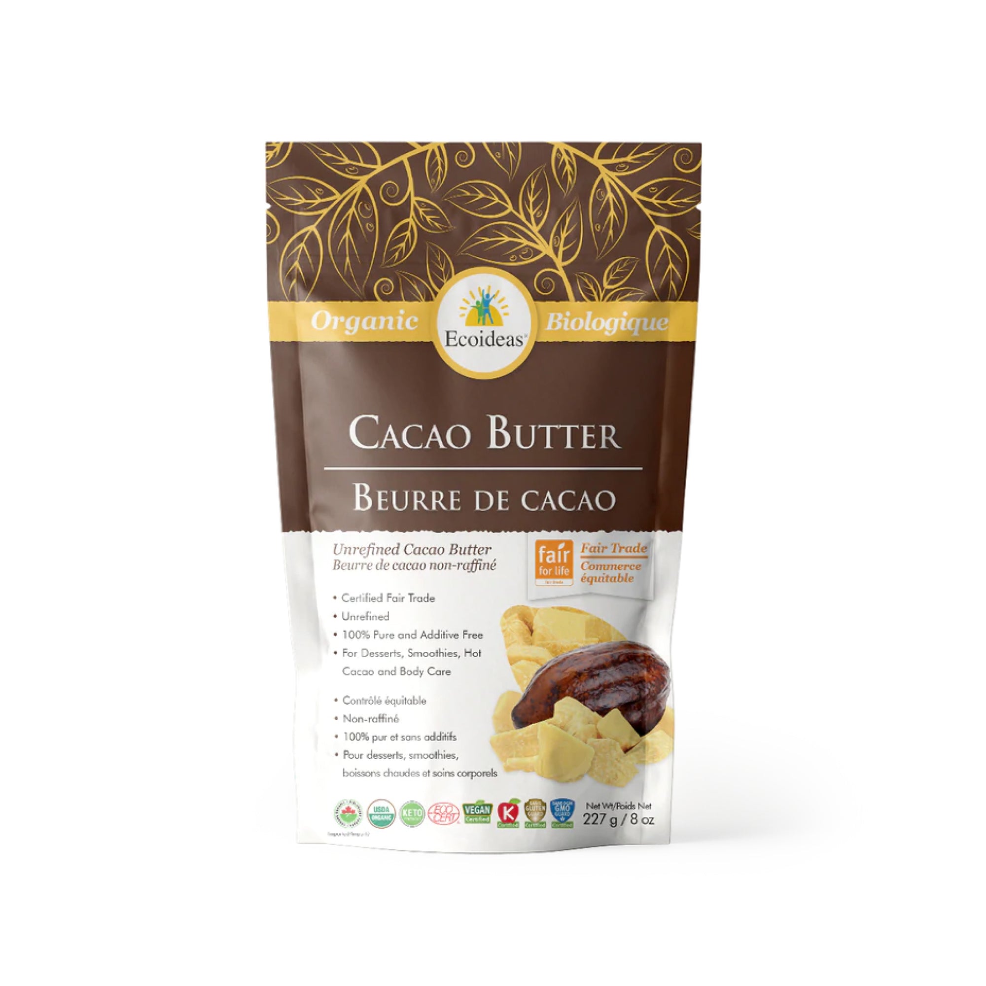 Ecoideas Organic Fair Trade Cacao Butter 227g