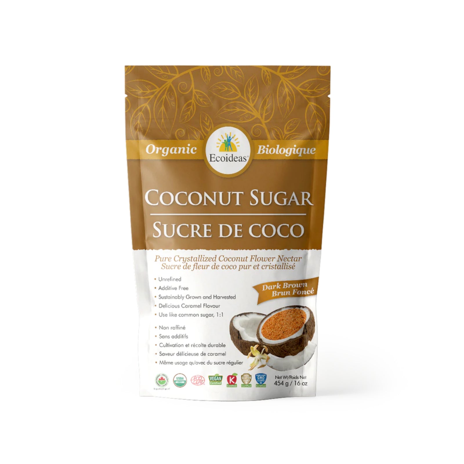 Ecoideas Organic Dark Brown Coconut Sugar 454g