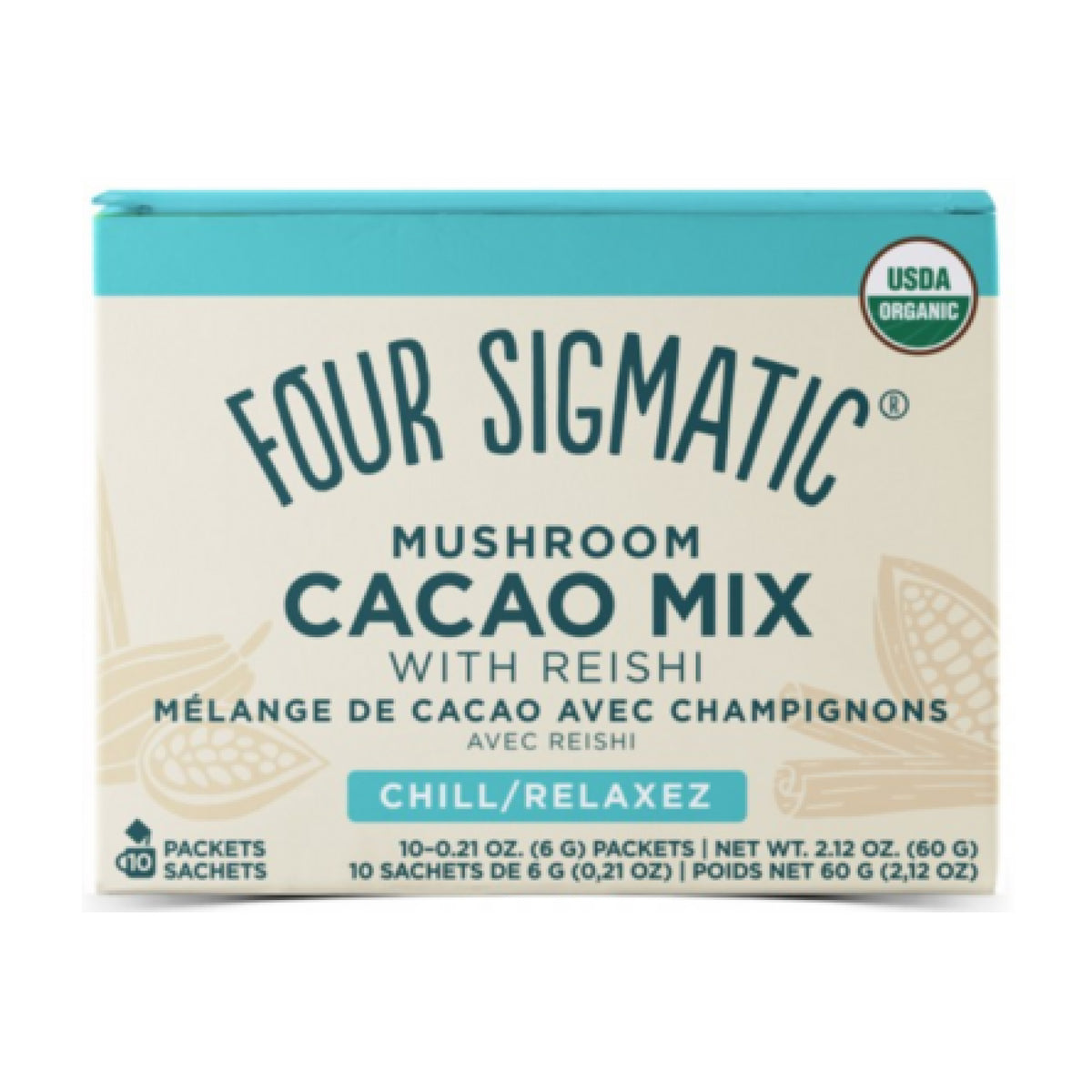 Four Sigmatic Organic Mushroom Hot Cacao Mix with Reishi (10 Packets)