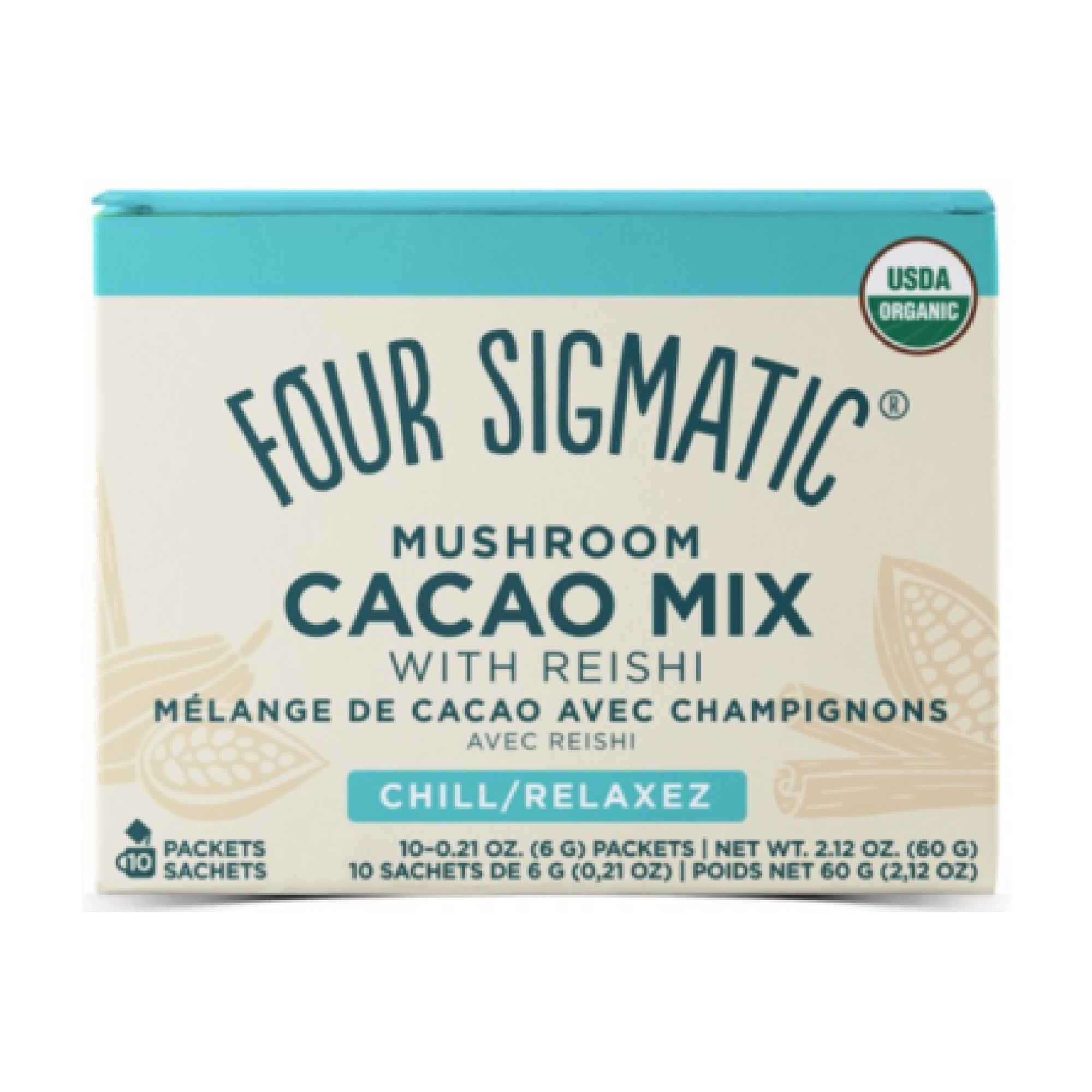 Four Sigmatic Organic Mushroom Hot Cacao Mix with Reishi (10 Packets)