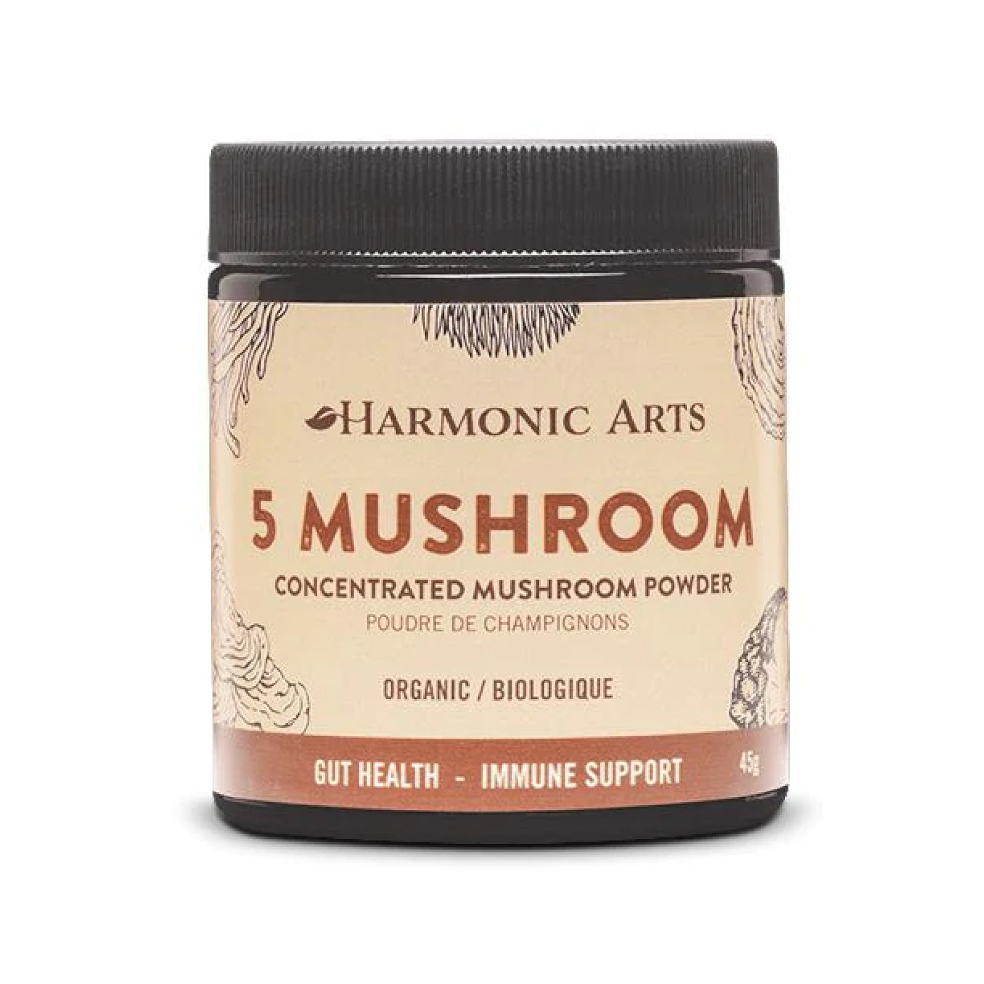 Harmonic Arts Organic 5 Mushroom Concentrated Powder 45g
