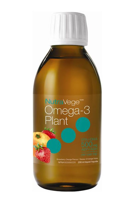 NutraVege Omega-3 Plant Based 500mg EPA + DHA Strawberry Orange Flavour 200ml