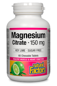 Natural Factors Magnesium Citrate Chew Sugar Free - Key Lime Flavour 60s