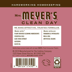 Mrs Meyers liquid hand soap rosemary - back of label 