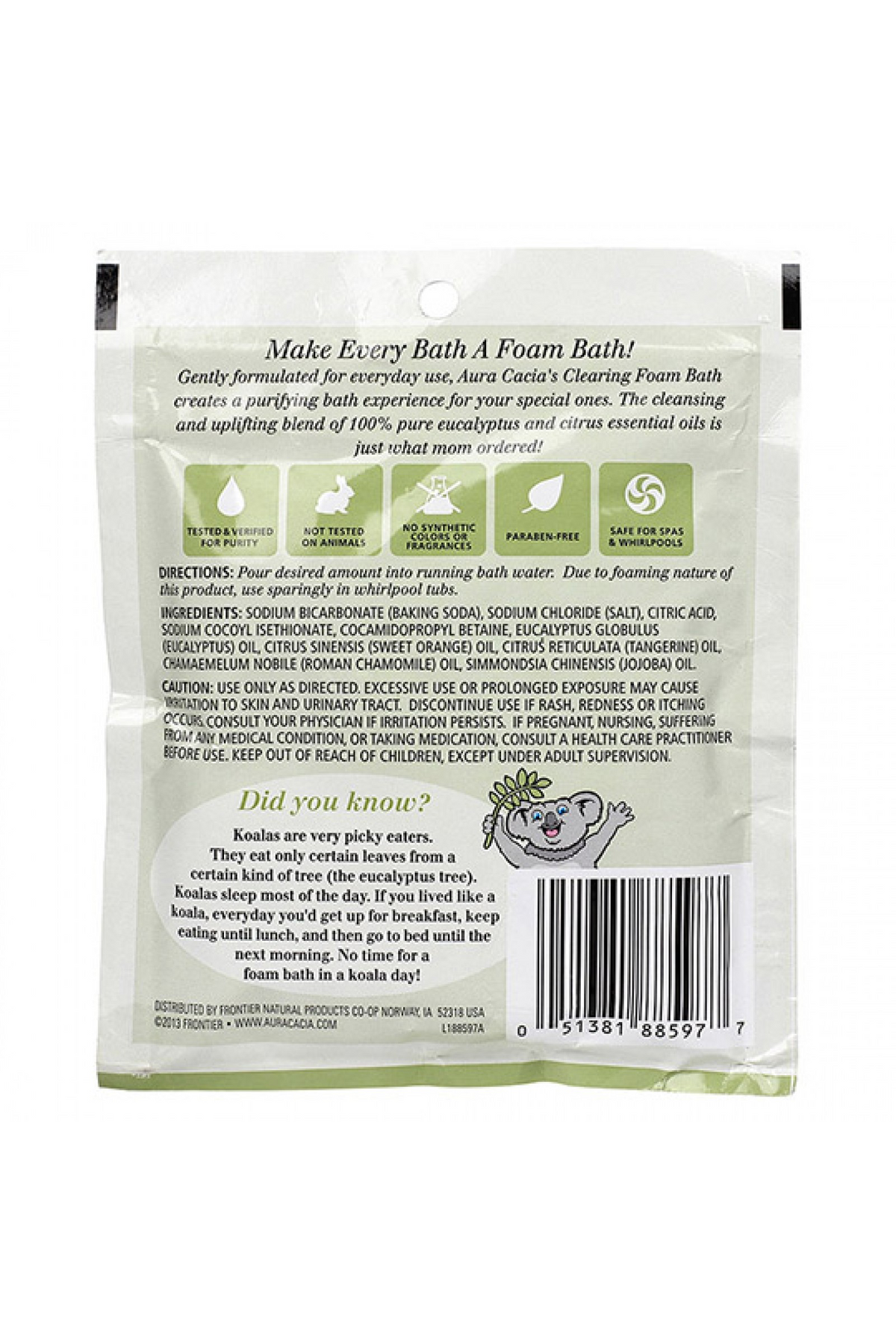 Aura Cacia Clearing Eucalyptus Kids Foam Bath 2.5 oz.