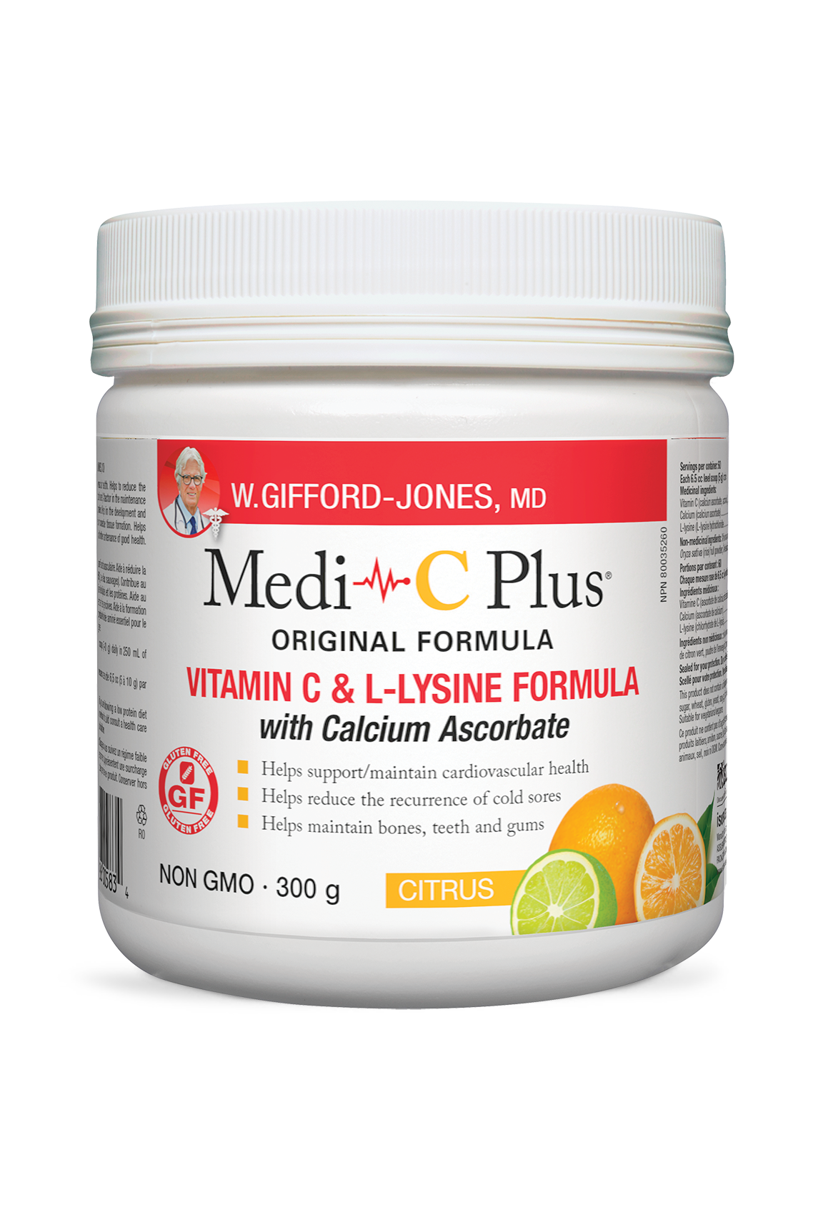Gifford-Jones Medi-C Plus with Calcium Ascorbate Citrus Flavour 300g
