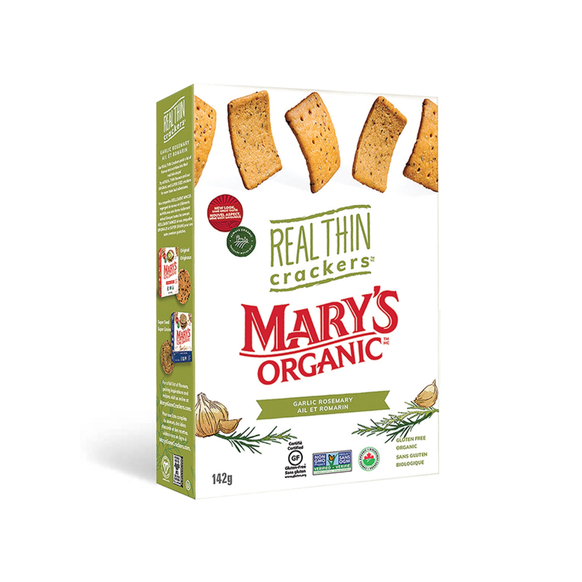 Mary's Organic Real Thin Garlic & Rosemary Crackers 142g