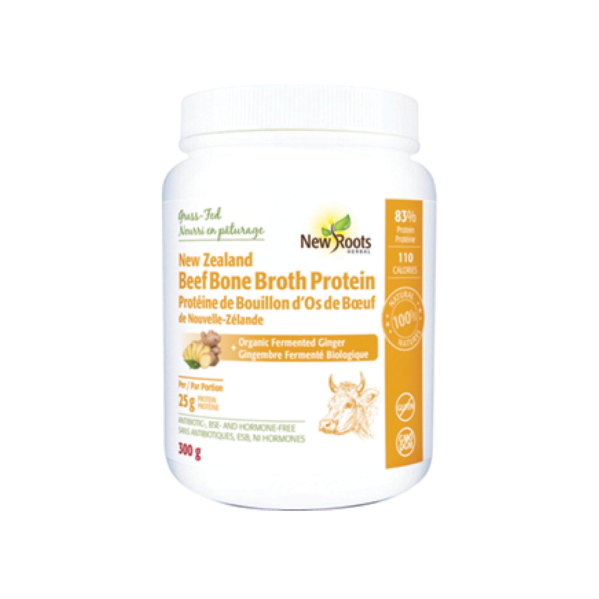New Roots Herbal Beef Bone Broth + Organic Fermented Ginger 300g