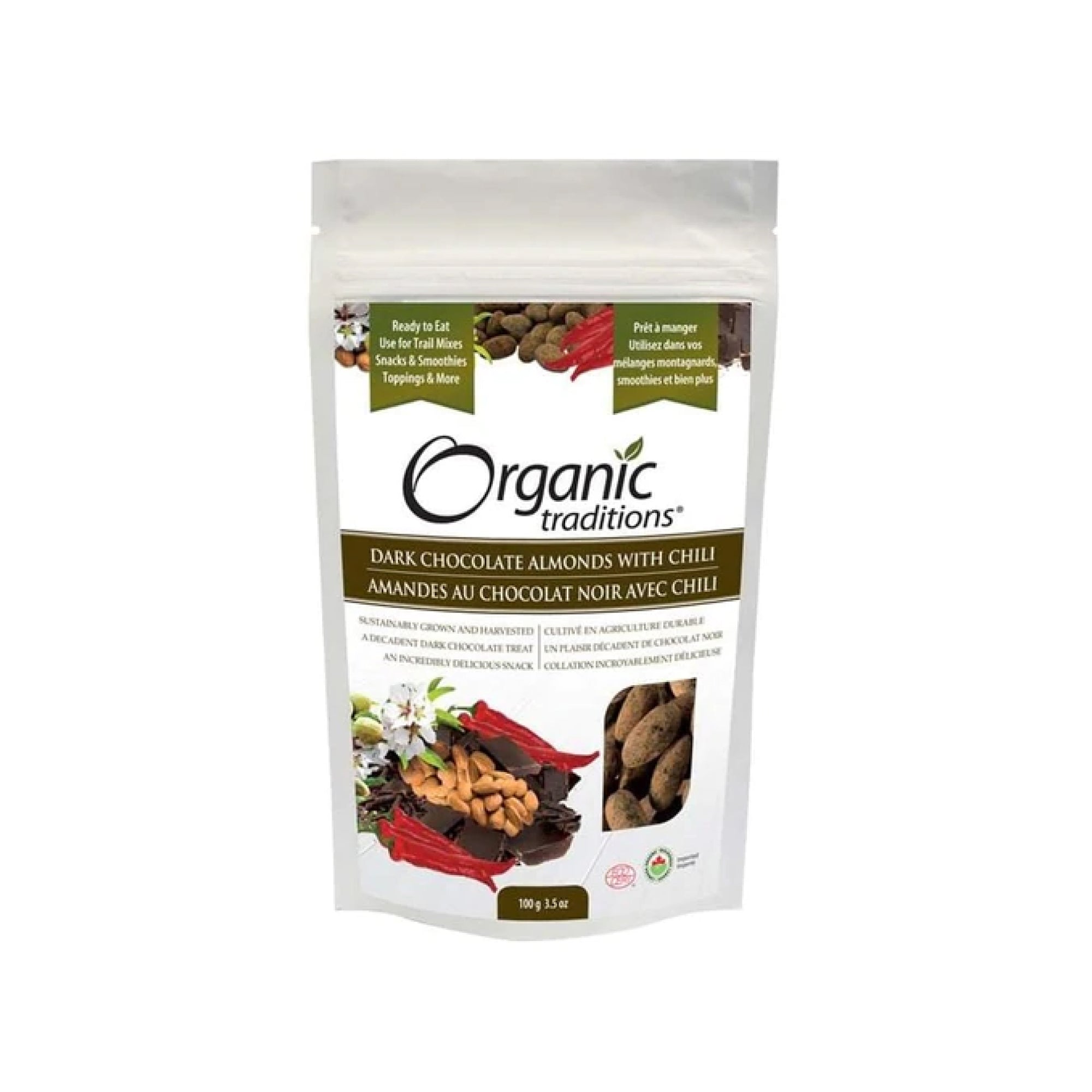 Organic Traditions Organic Dark Chocolate Covered Almonds with Chili 100g