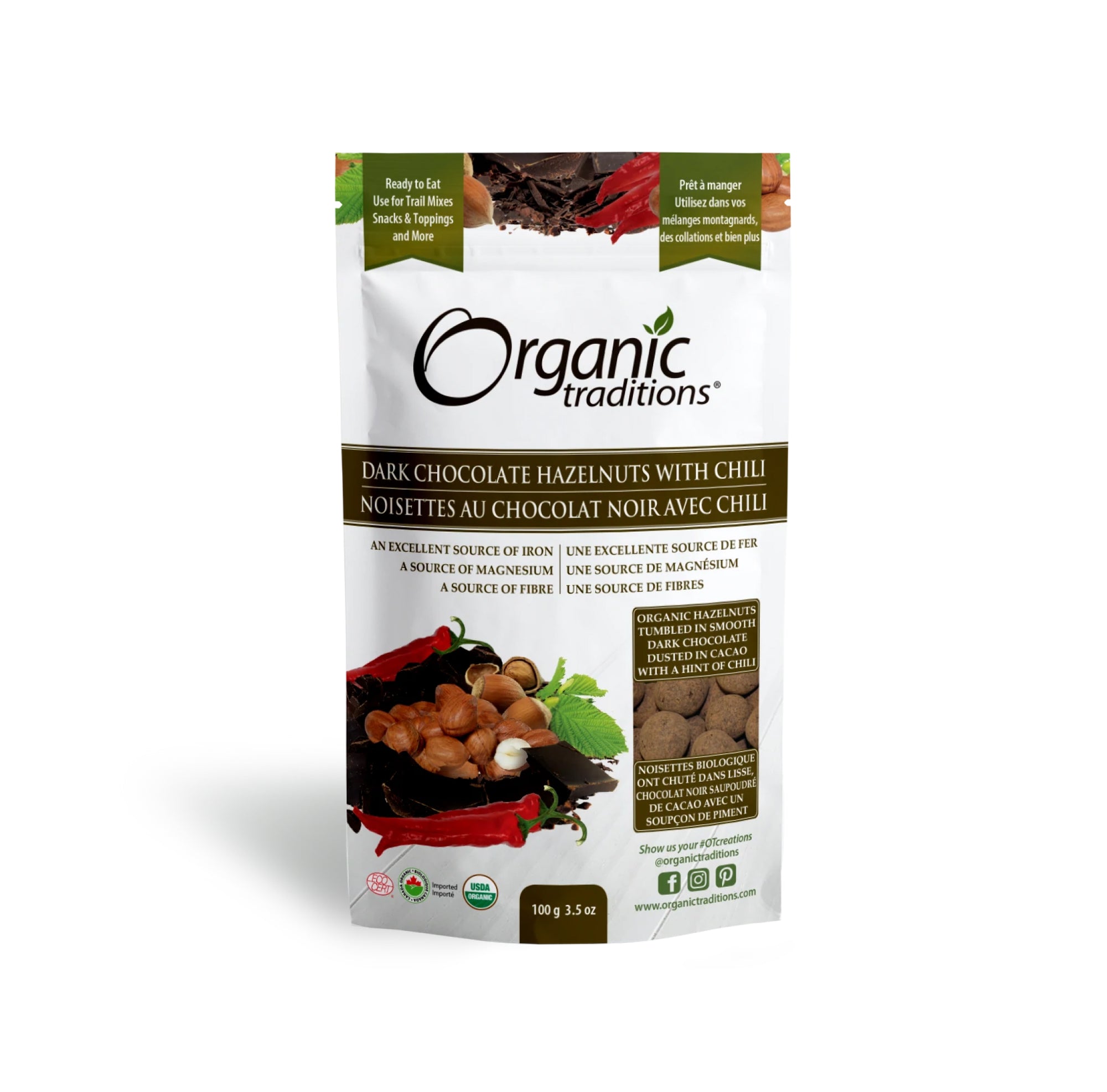 Organic Traditions Organic Dark Chocolate Covered Hazelnuts with Chili 100g