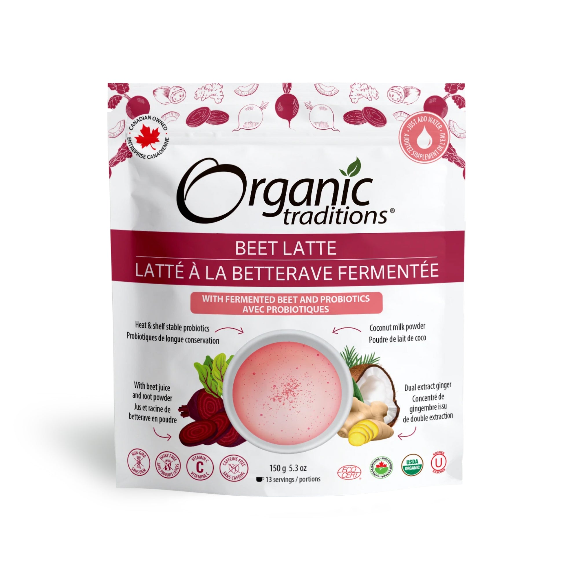Organic Traditions Organic Beet Latte with Fermented Beets and Probiotics 150g