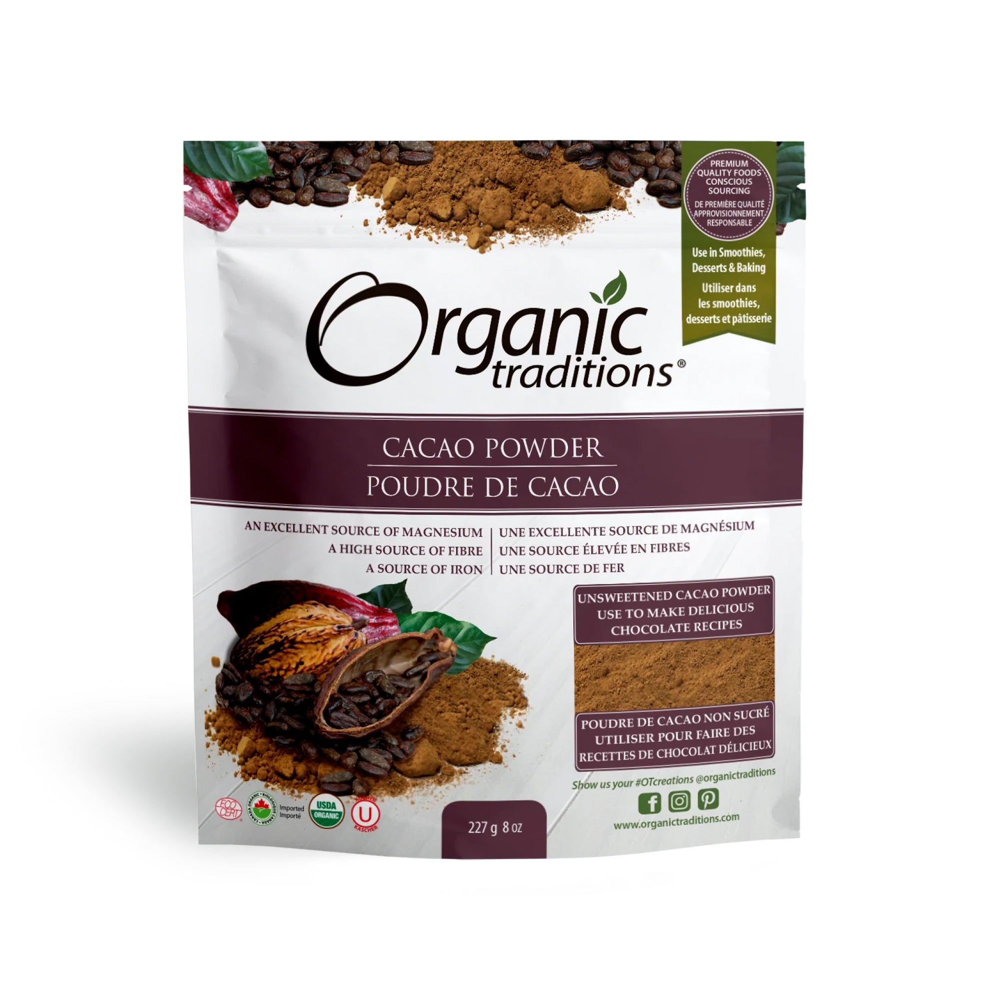 Organic Traditions Organic Cacao Powder 227g