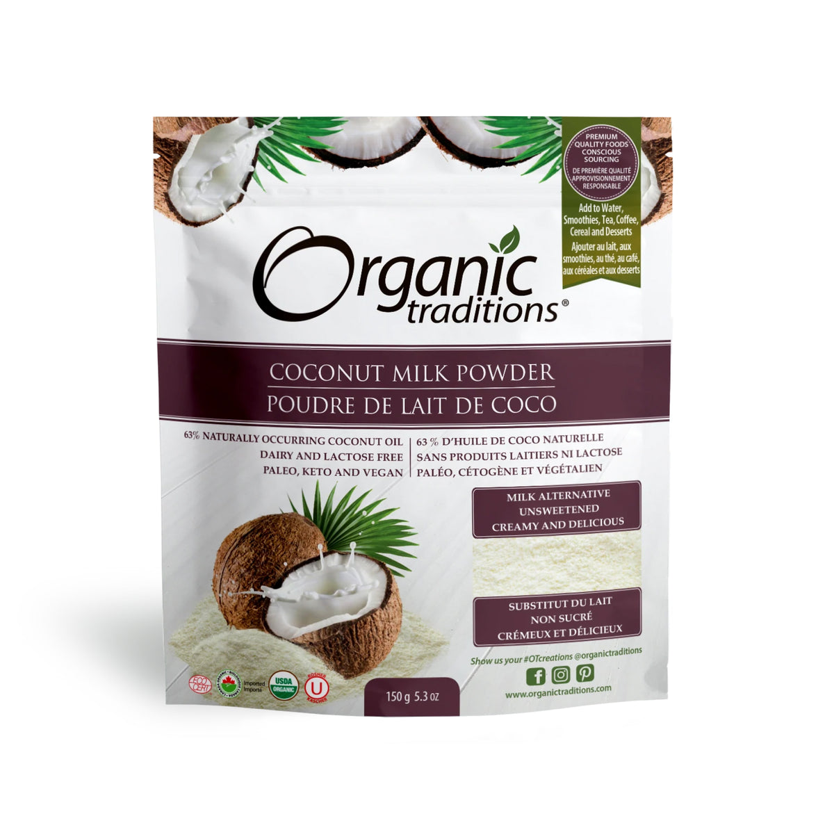 Organic Traditions Organic Coconut Milk Powder 150g