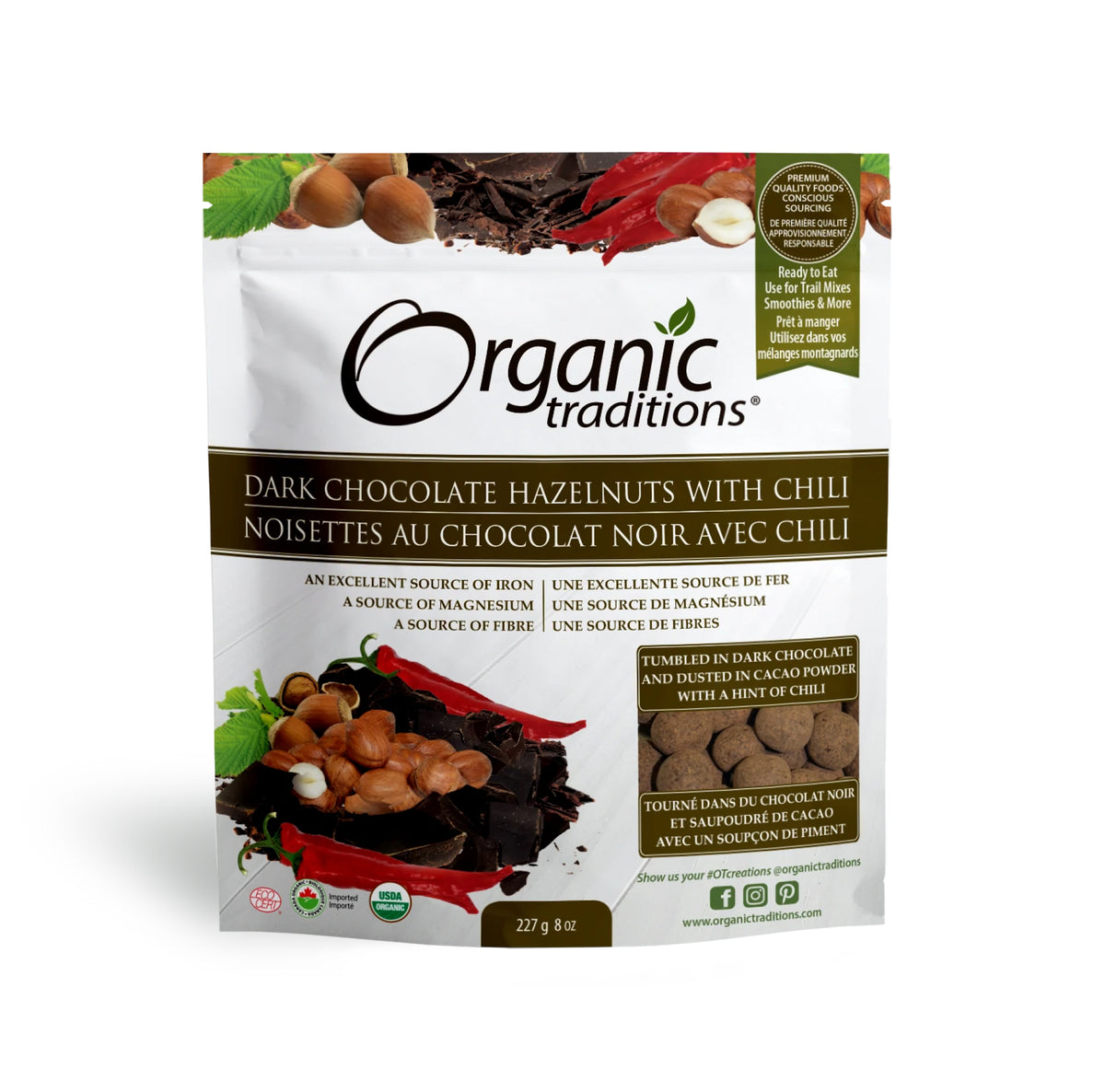 Organic Traditions Organic Dark Chocolate Covered Hazelnuts with Chili 227g