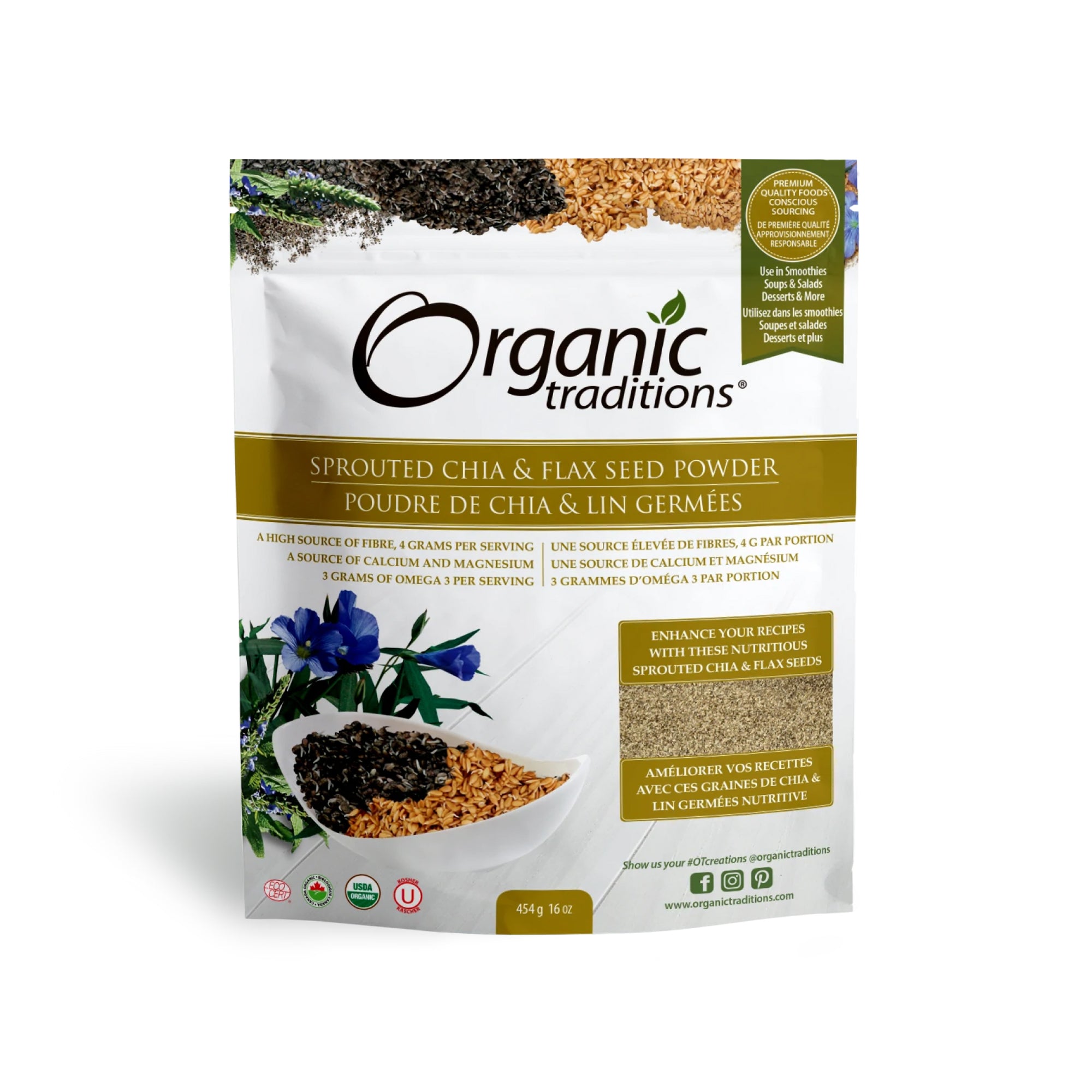 Organic Traditions Organic Sprouted Chia & Flax Powder 454g