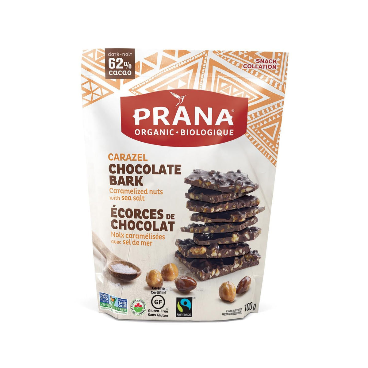 Prana Bark Carazel Chocolate Bark with Caramelized Nuts and Sea Salt 100g