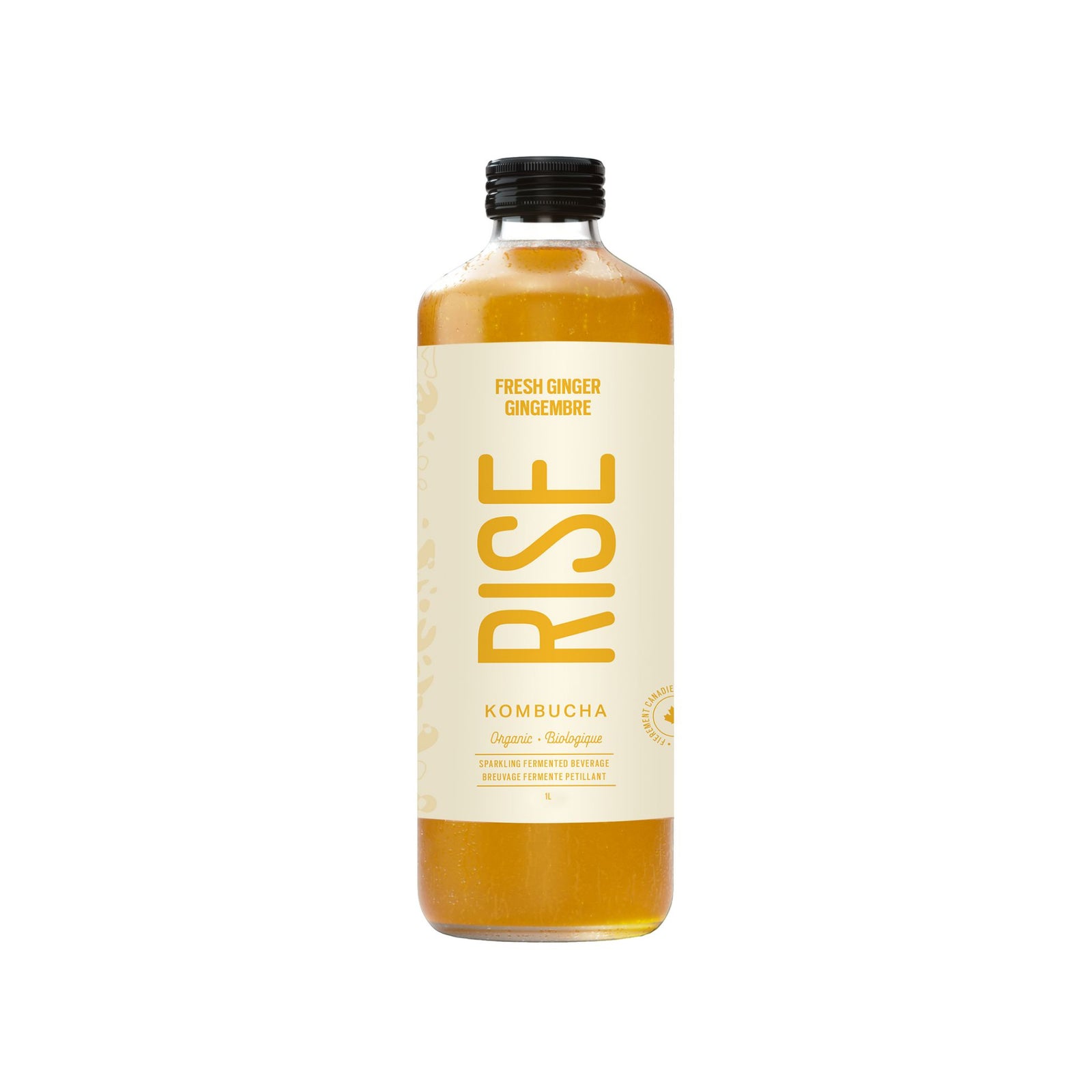 RISE Organic Fresh Ginger Kombucha 1L