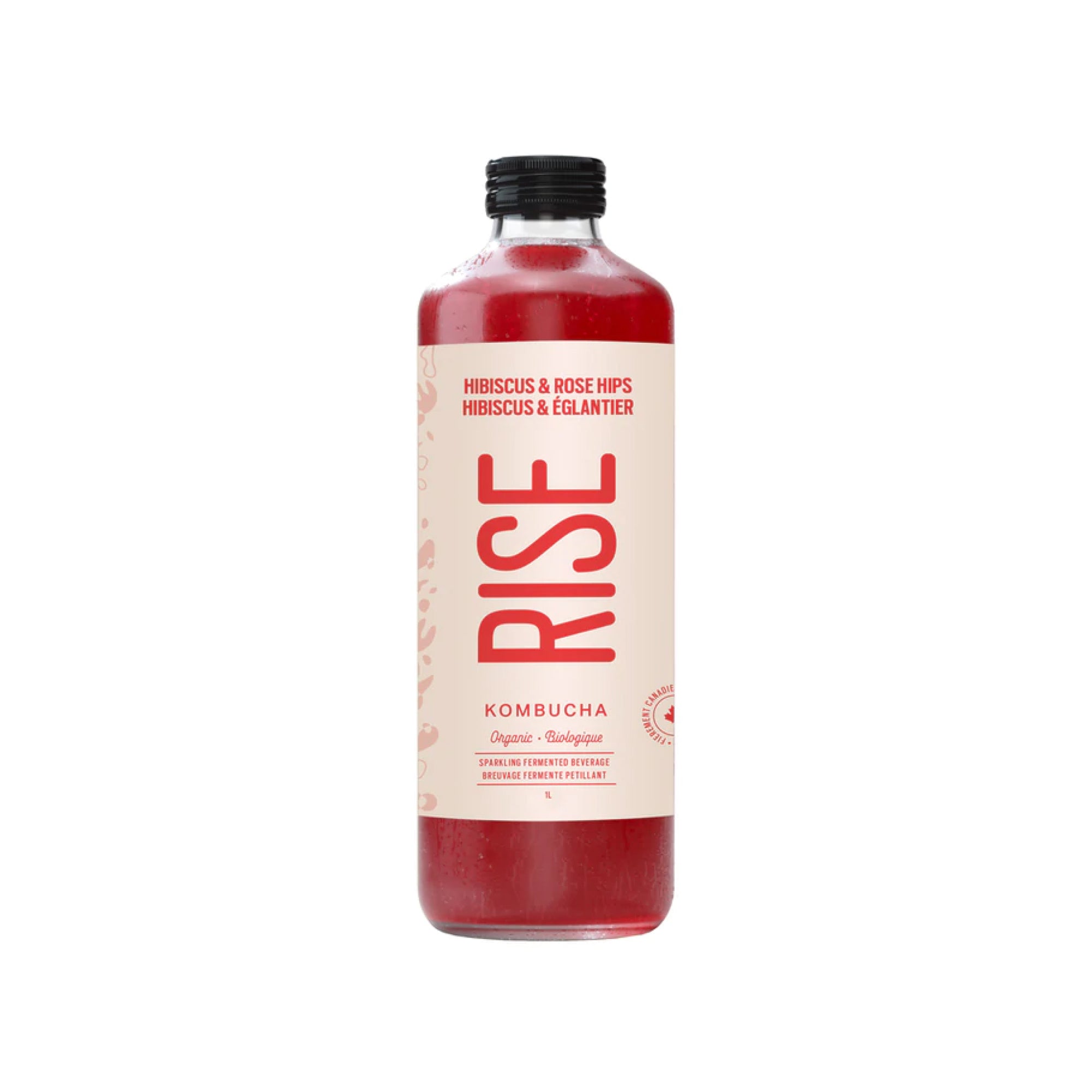 RISE Organic Hibiscus & Rosehips Kombucha 1L